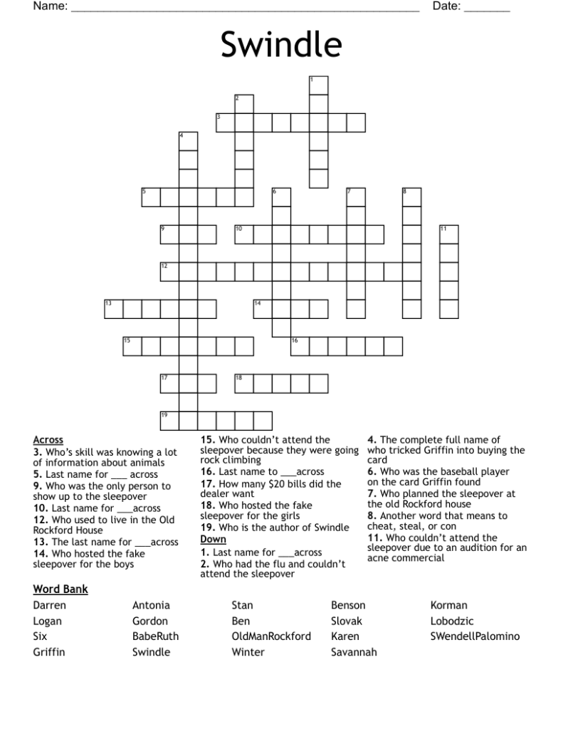 Swindle Crossword