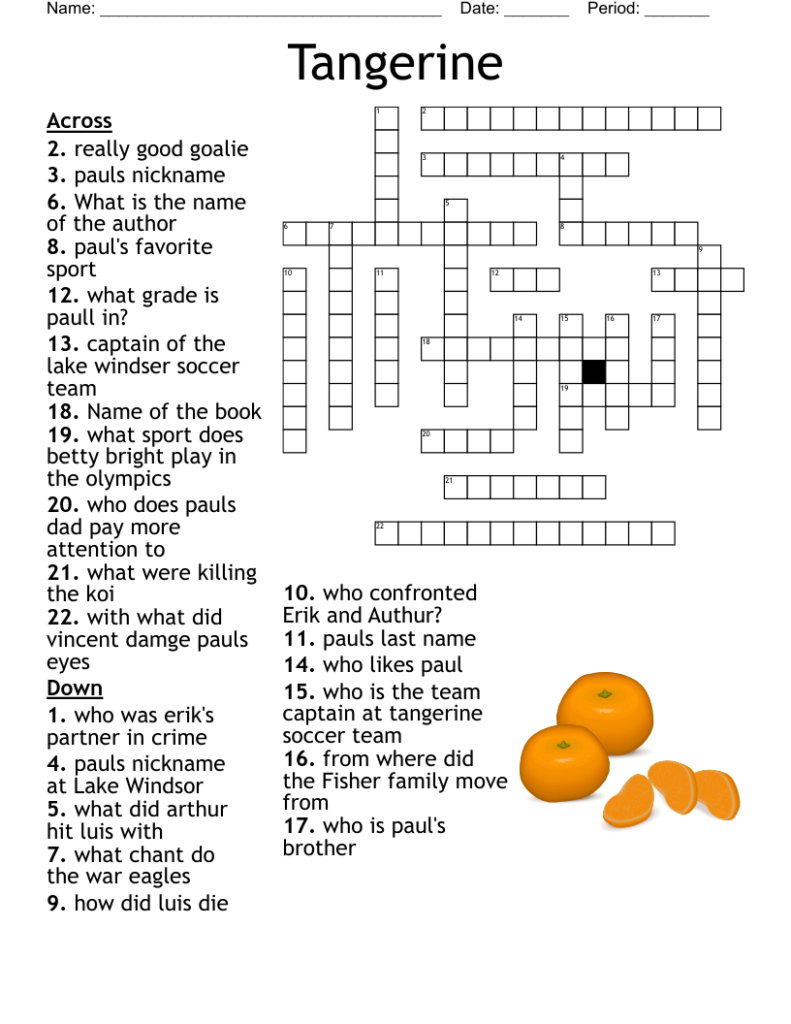 Tangerine Crossword WordMint