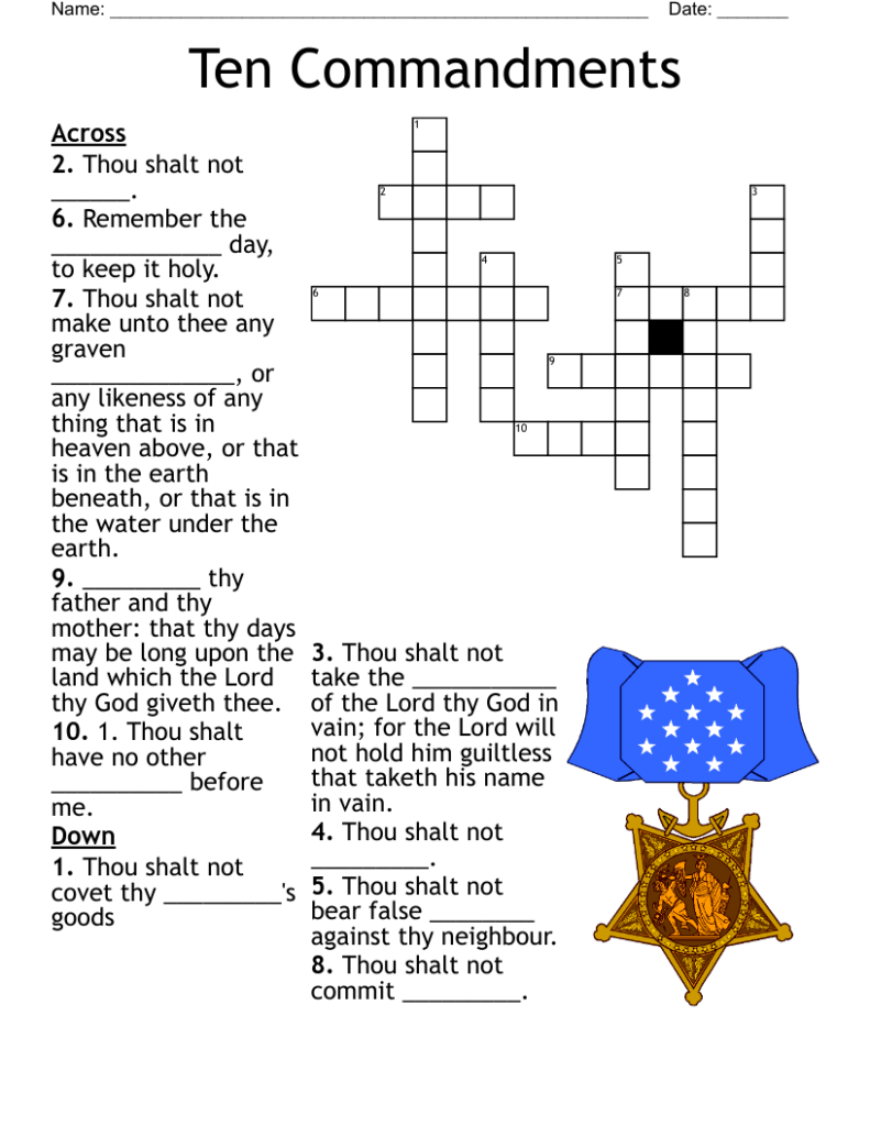 Ten Commandments Crossword WordMint