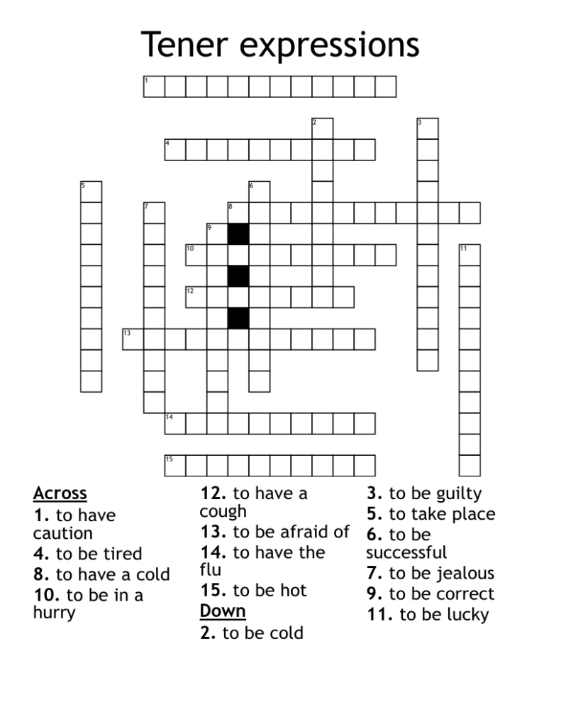 Tener Expressions Crossword WordMint