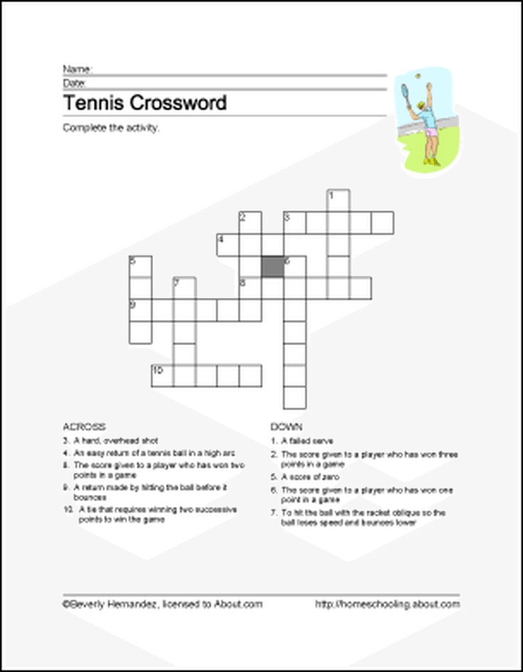 Tennis Wordsearch Crossword Puzzle And More Artofit