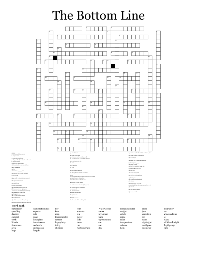 The Bottom Line Crossword WordMint