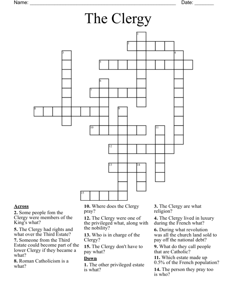 The Clergy Crossword WordMint