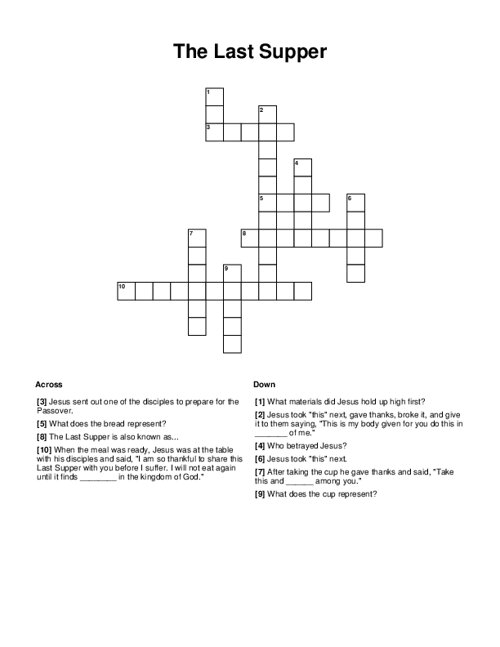 The Last Supper Crossword Puzzle