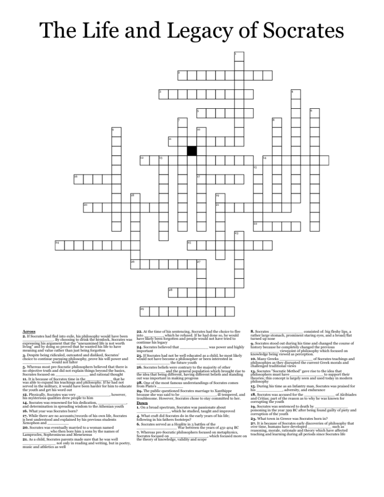 The Life And Legacy Of Socrates Crossword WordMint