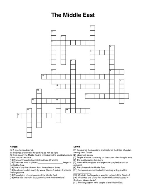 The Middle East Crossword Puzzle