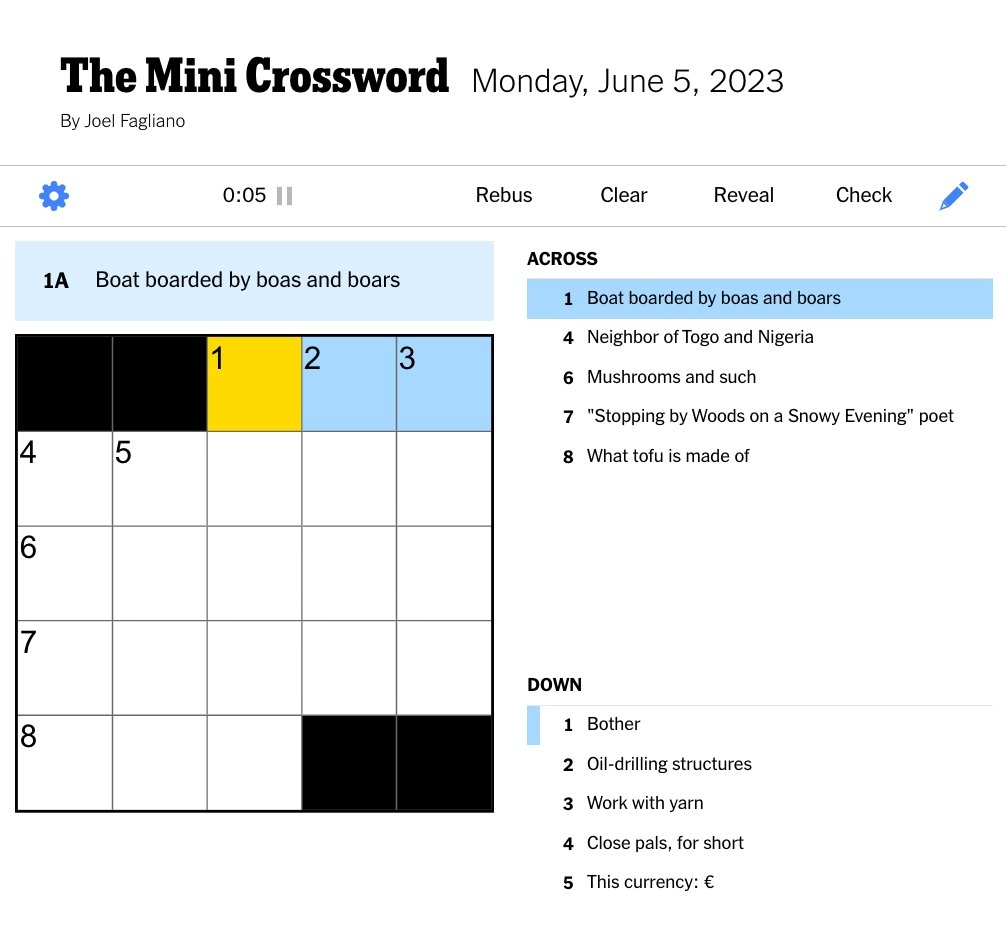 The New York Times On Twitter How Quickly Can You Solve Today s Mini 