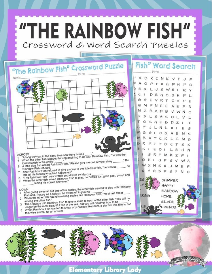 The Rainbow Fish Activities Pfister Crossword Puzzle And Word Searches 