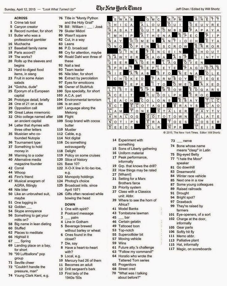 Today s Nyt Crossword Puzzle Answers Puzzles Online Free Bee