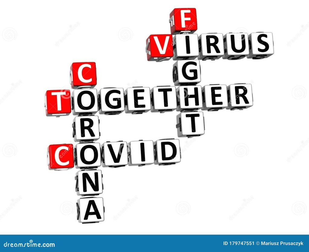 Together Fight Virus Coronavirus COVID 19 3D Red white Crossword 