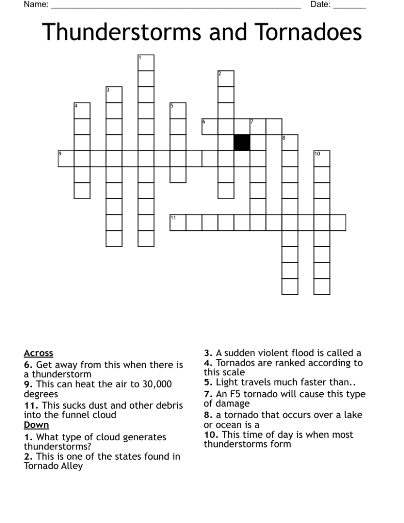 Tornado Cross Word Puzzle WordMint