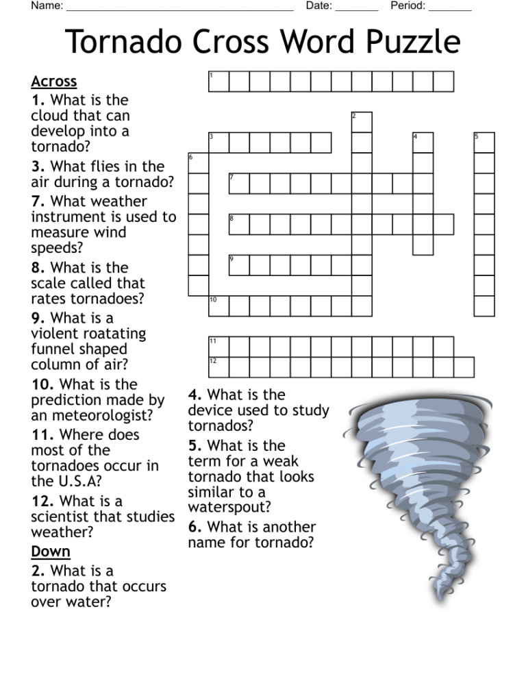 Tornado Cross Word Puzzle WordMint