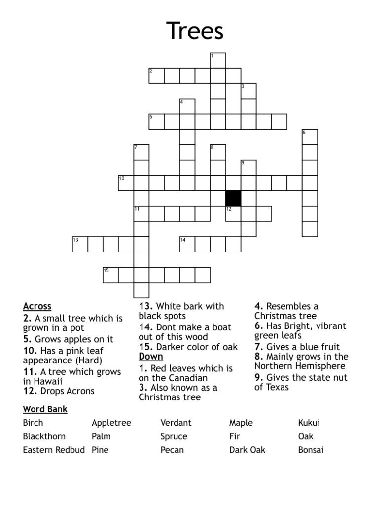 Trees Crossword WordMint