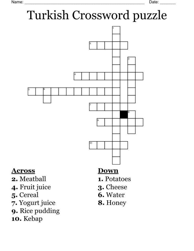 Turkish Crossword Puzzle WordMint