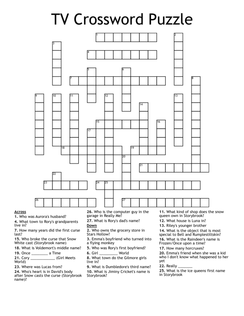 TV Crossword Puzzle WordMint