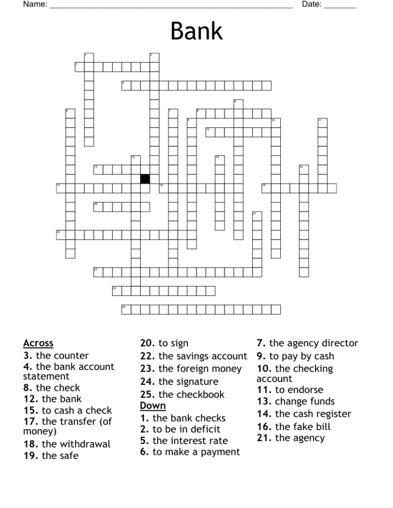 Uk Based Commercial Bank Crossword