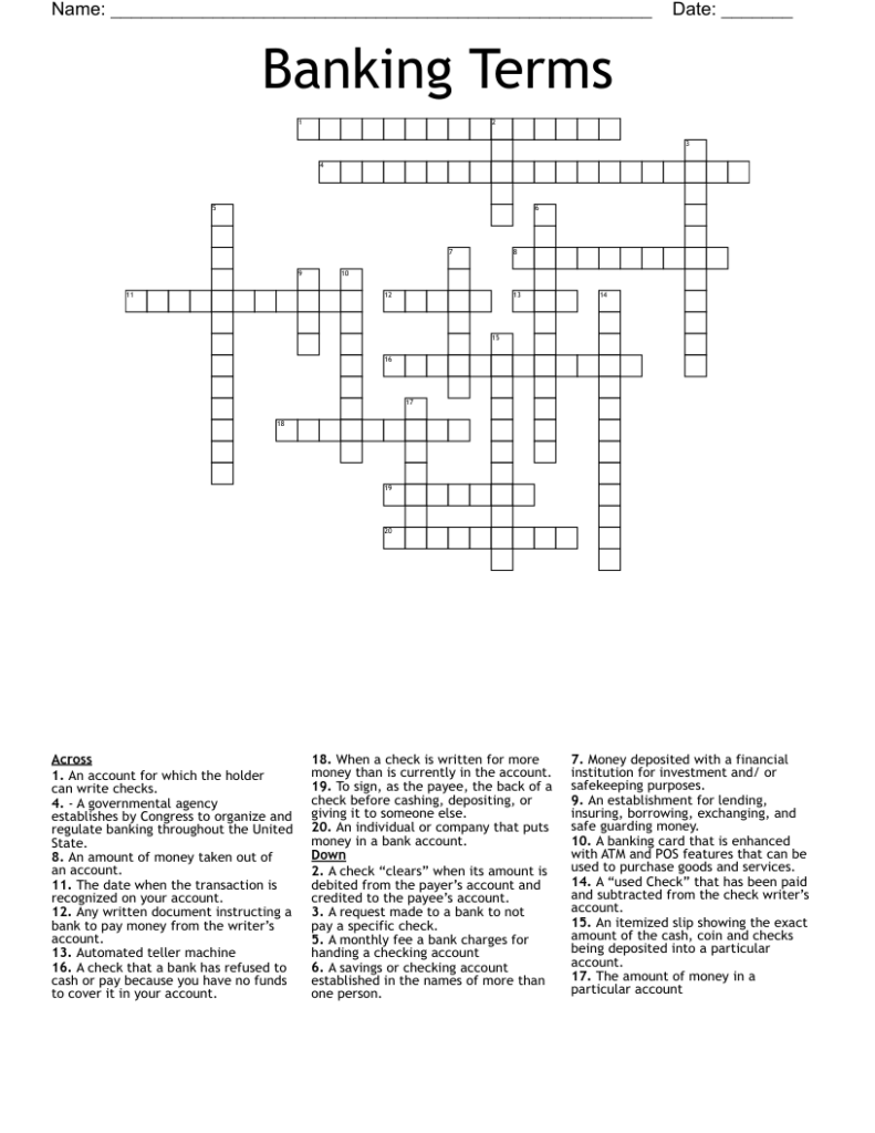 Uk Based Commercial Bank Crossword