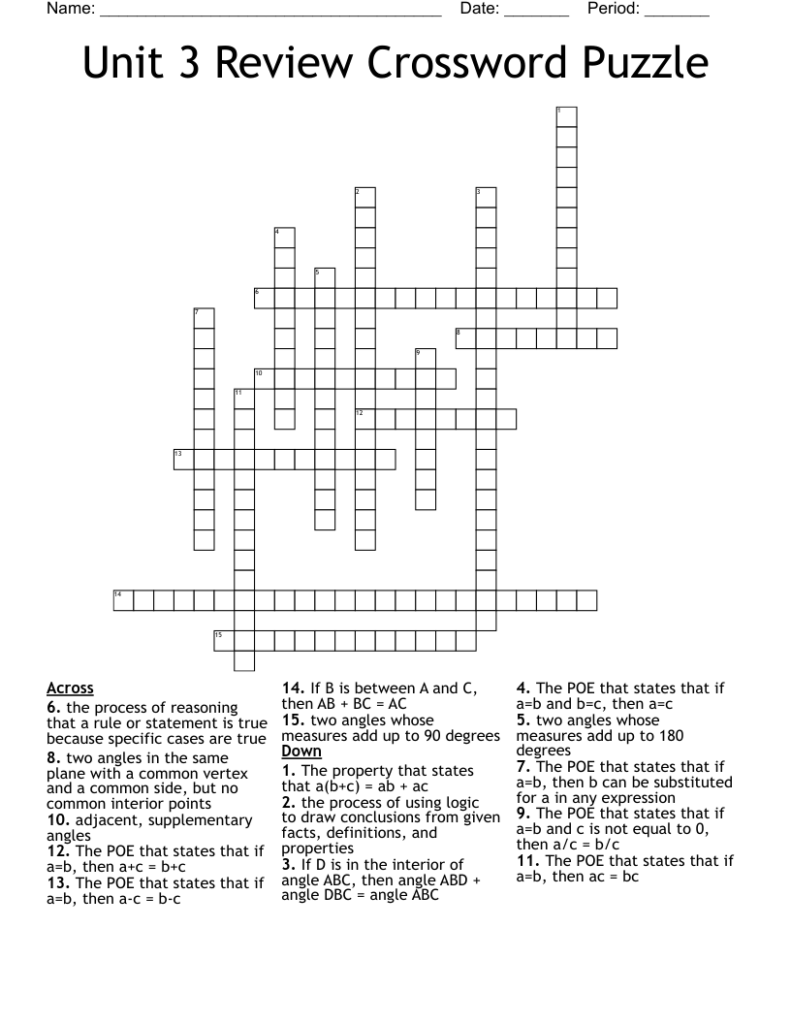 Unit 3 Review Crossword Puzzle WordMint