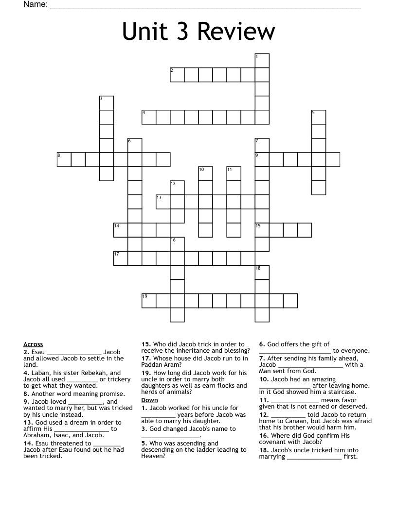 Unit 3 Review Crossword WordMint