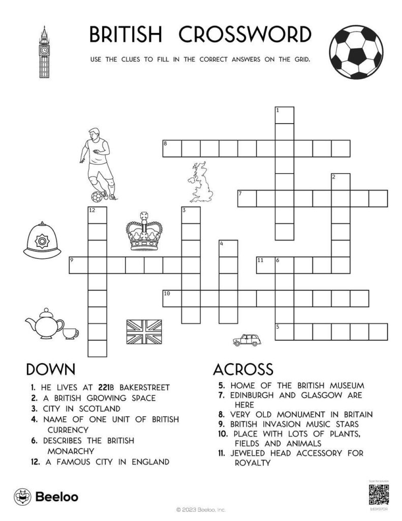 United Kingdom themed Crossword Puzzles Beeloo Printable Crafts And 