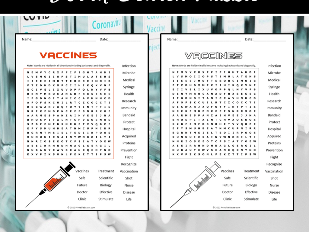 Vaccines Word Search Puzzle Teaching Resources