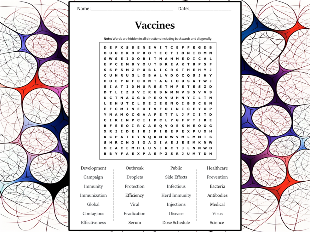 Vaccines Word Search Puzzle Worksheet Activity Teaching Resources