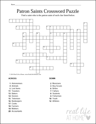 Version Three From The Saints Crossword Puzzle Set Catholic Bible Catholic Kids Catholic 