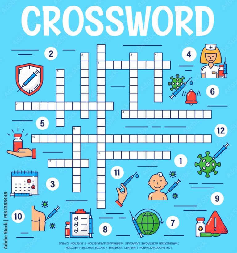 Virus Vaccine And Vaccination Crossword Grid Worksheet Find A Word 