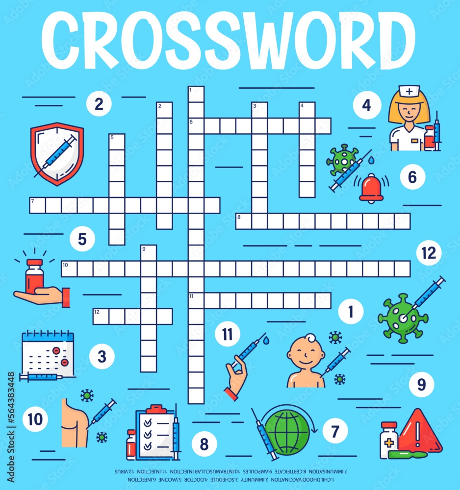 Virus Vaccine And Vaccination Crossword Grid Worksheet Find A Word