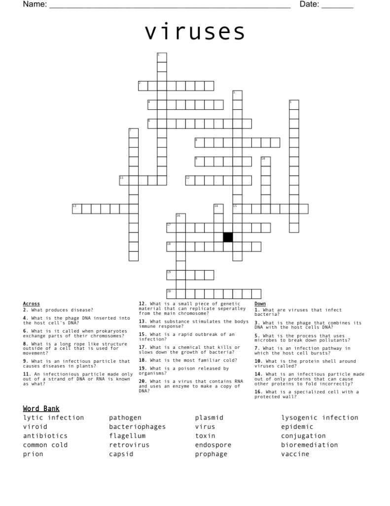 Viruses Crossword WordMint