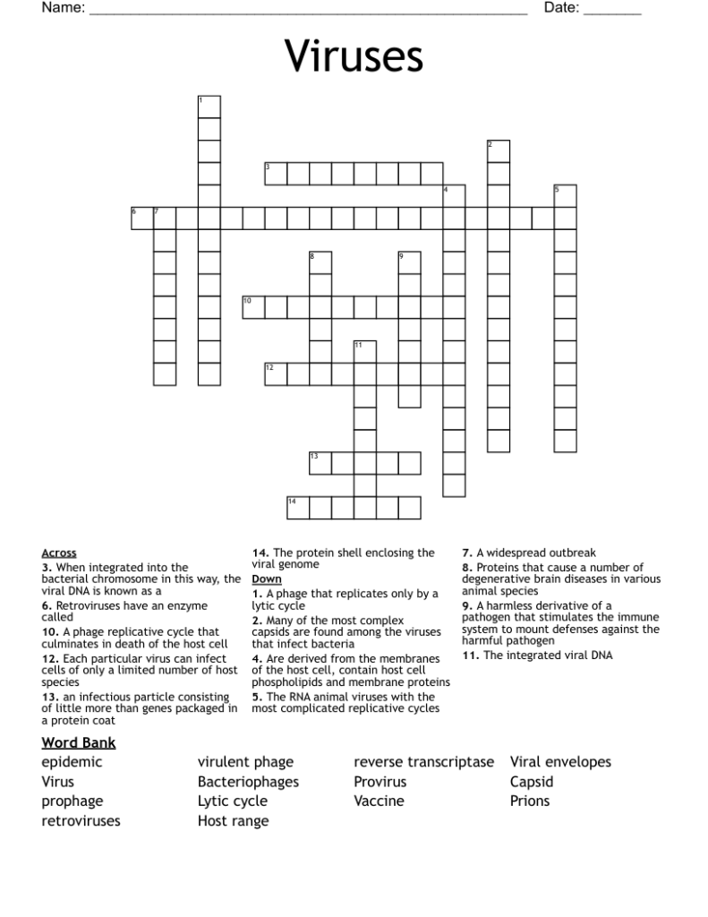 Viruses Crossword WordMint