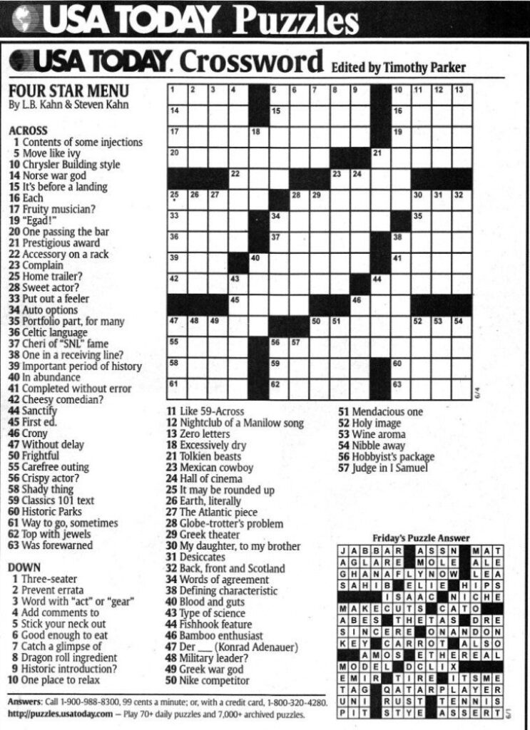 Wsj Crossword Puzzle Today Mary Crossword Puzzles