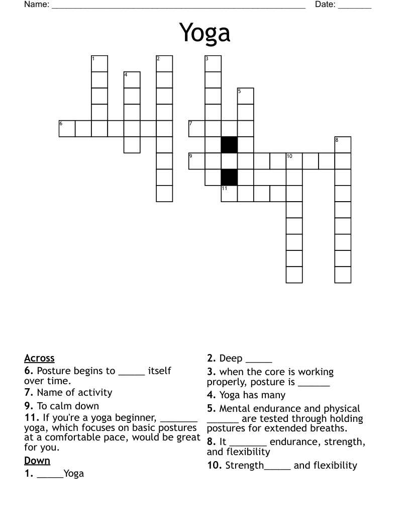 Yoga Crossword WordMint