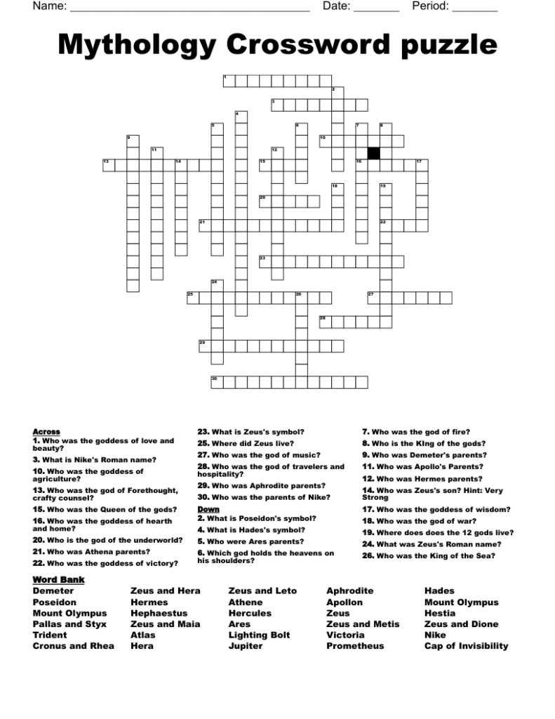 Zeus Crossword WordMint