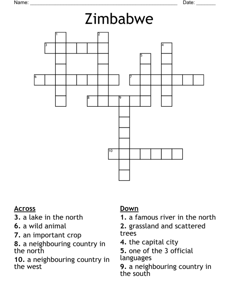 Zimbabwe Crossword WordMint